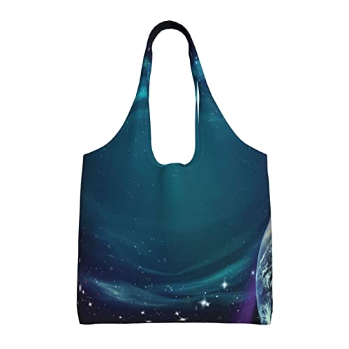 Sac en toile de l'espace esthétique et réutilisable grand sac de gym noir