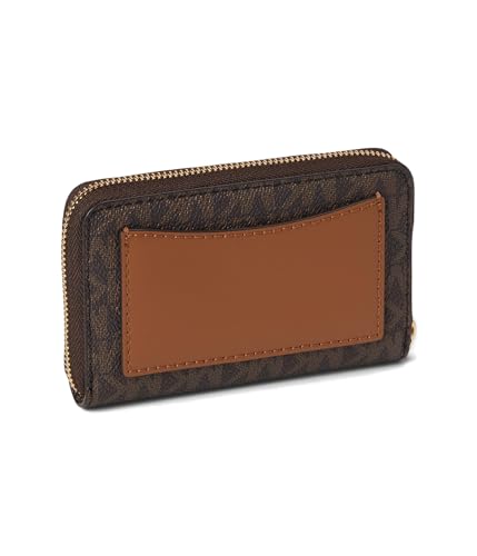 Image of Michael Kors Jet Set Small Zip Around Card Case, Gold-Tone Hardware /Brown /Acorn