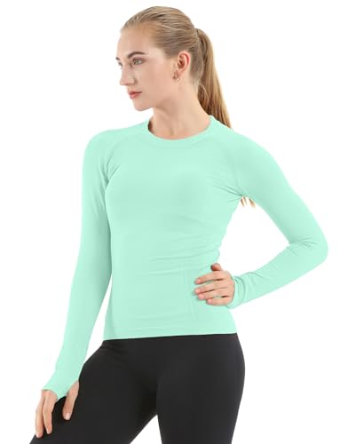 Image of MathCat Seamless Workout Shirts for Women Long Sleeve Yoga Tops Sports Running Shirt Breathable Athletic Top Slim Fit XS-XL