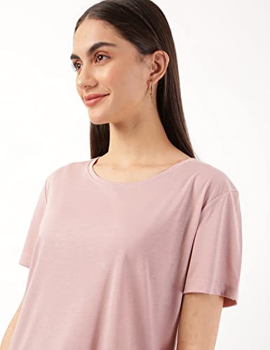 Image of Marks & Spencer Womens Solid Polyester Blend Crew Neck Relaxed Fit T Shirt