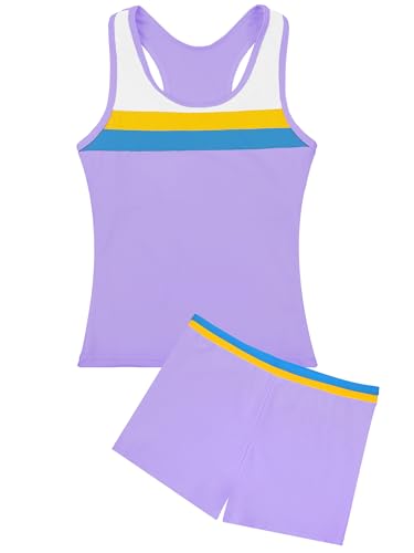 Image of Uhnice Girls Swimsuit Two Piece Tankini Swimwear with Boyshort