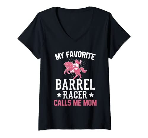 Donna Barrel Racer Mom Shirt Barrel Racing Rodeo Horse Cowgirl Maglietta con Collo a V