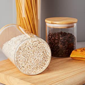 LABROS 6 Bottles Glass Jar Set, Small Air Tight Canister Storage Containers with Natural Bamboo Lids (220-ML Glass JAR) Bamboo lid jar - Image 7 thumbnail