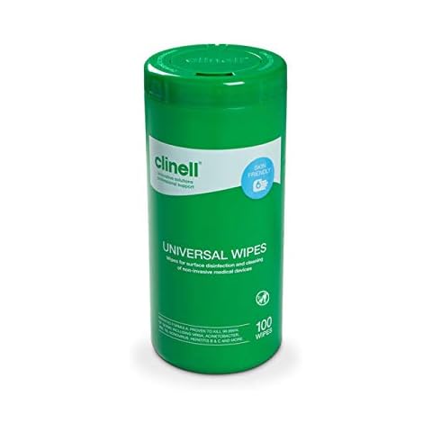 Clinell Universal Cleaning and Disinfectant Wipes for Surfaces - Multi Purpose Wipes, Kills 99.99% of Germs, Effective from 30 Seconds - Tub of 100 Wipes Cover