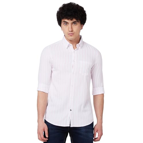 Image of Spykar Men's Regular Fit N /A Full Sleeve Striped Casual Shirts