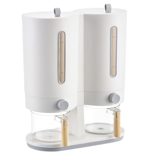 Glugahrif Dispensador de Granos - Contenedor de Conservación para Alimentos Secos - Dispensador De Arroz De Doble Cubo Para Encimera | Para Harina, Copos De Avena, Frijoles Verdes, Maíz, Soja,