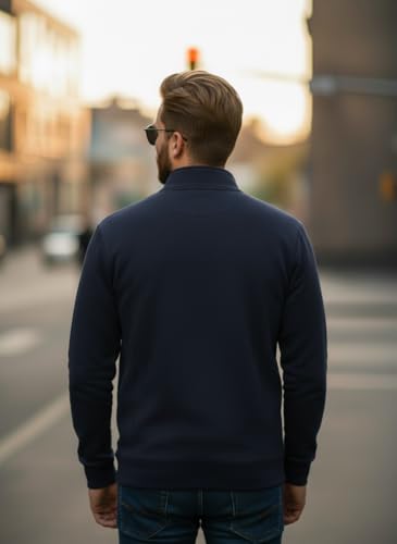 Image of Mack Jonney Men's Fleece Half-Zip High Neck Sweatshirt | Warm & Stylish Winter Wear -JM4380