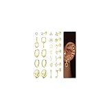 Dochais 12 Pares Pendientes Acero Quirurgico Mujer Hipoalergenicos Pendientes Piercing Oreja Oro Pendiente Aro Pequeños Set Pendiente Chapado Oro 14K Piercing Cartílago Helix Conch Tragus Juego A