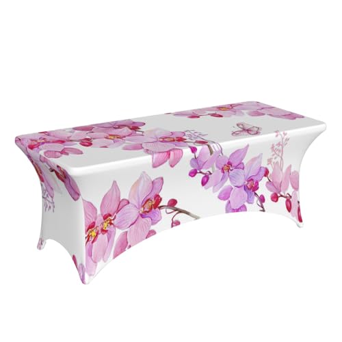 Housse de table rectangulaire extensible 1,8 m imprimé fleurs roses - 4