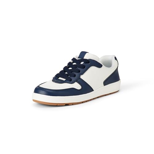 Amazon Essentials Unisex Kids Low Top Lace Up Court Sneakers for Boys and Girls Navy 5 Big Kid