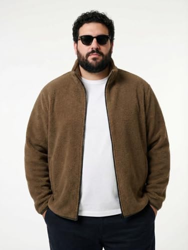 Image of UNSTD Men Plus Size Fleece Jacket for Men Standard Length | Winter Wear Full Sleeves Zipper Jacket | Warm & Comfortable Big and Tall Jacket