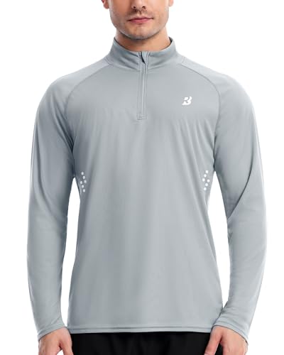 Roadbox Men's UPF 50+ UV Sun Protection Shirts, 1/4 Zip Athletic Pullover Long Sleeve, Running Fishing Rash Guard T-Shirt