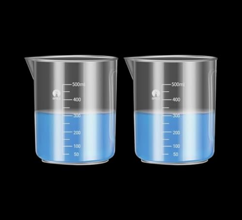 Image of Plastic Measuring Cups Graduated Epoxy Resin Mixing Cups, Small Beaker, Plastic Measuring Cup for Epoxy Resin, Paint, Art Craft, Soap Candle Tumbler Making (2, 500ml)