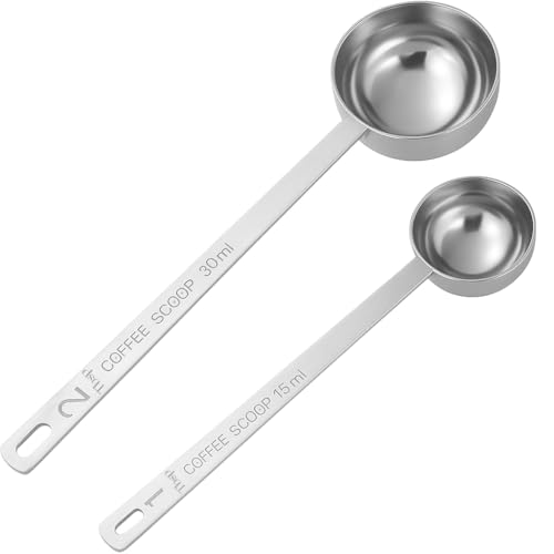 2 pezzi di cucchiai dosatori da caffè, cucchiaio dosatore (Kaffeelot), cucchiaio da caffè in acciaio inossidabile – 15 ml & 30 ml con manico lungo, dosatore espresso per caffè, tè & cacao