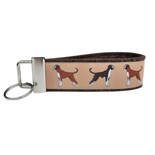 Schlüsselanhänger Schlüsselband Wollfilz dunkelbraun Boxer Hunde beige braun schwarz weiß Geschenk