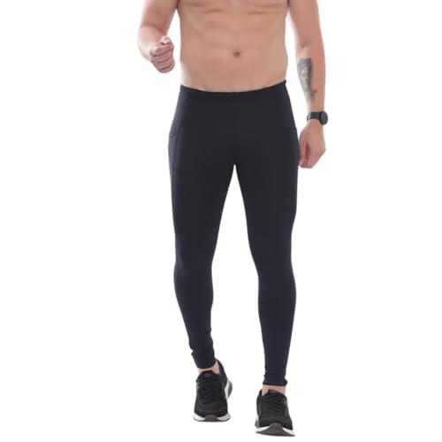 Calça Legging Masc Compressão Corrida Pro Racing Com Bolsos (BR, Alfa, G, Regular, Regular, Preto)