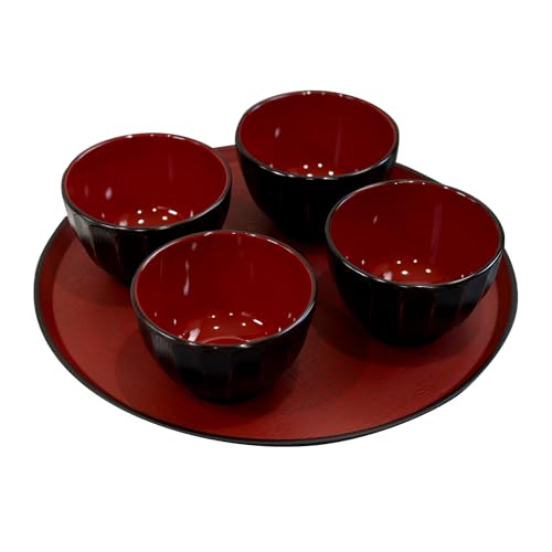 お椀 汁椀 食洗機対応 電子レンジ対応 日本製 曙 4ヶ揃え 丸盆付き セット 箱入り