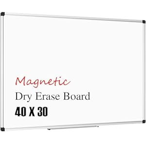 XBoard Magnetic Whiteboard 40 x 30 Inch, Dry Erase White Board for Wall with Marker Tray 3′ x 2.5′ | Aluminum Frame Message Presentation Board for Home School & Office