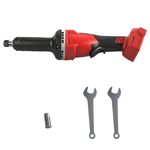 Cordless Die Grinder Compatible with Milwaukee 18V Battery Brushless Grinder 24000 RPM for Rust Removal Grinding Polishing Deburring (Red)