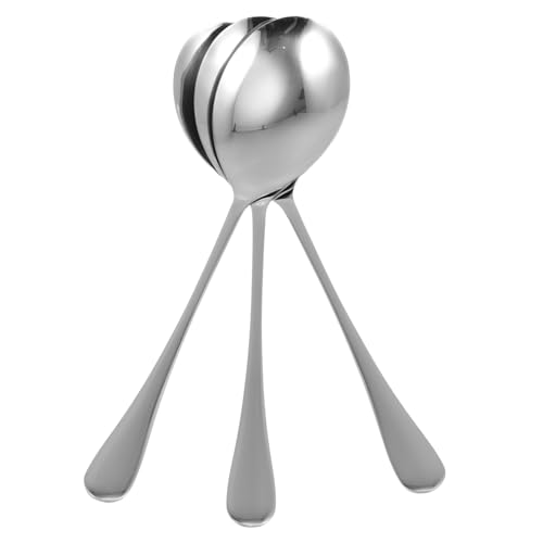 VINTORKY 3pcs Stainless Steel Serving Spoon Dinner Spoons Salt Spoons Dinner Lunch Spoon Food Serving Spoons Buffet Serving Utensils Olive Spoons Sugar Spoon Coffee Spoons Soup Spoon Silver