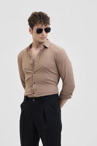 Image of SNITCH PSF Mens Shirts | Slim Fit Design | Poly Blend Fabric, Classic Spread Collar & Full Sleeves, Versatile for Casual & Formal Wear