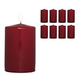 Candelo 8er Set Premium Kerzen Weihnachten Stumpenkerzen - Dunkelrot - 5,8cm x 12cm - Weihnachtskerzen für Adventskranz - Advent Kerze Weihnachtsdeko