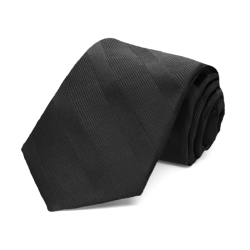 tiemart Boys' Neckties for 8 to13 years old (Black Elite Striped)