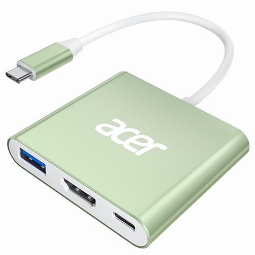 Image of Acer USB C to HDMI Adapter, 4K USB C Hub with 100W PD, USBA 3.0 Port, HDMI to USBC Multiport Digital AV Converter for MacBook Pro/Air, iPad, Tablets, TV, Monitor and More (Green)