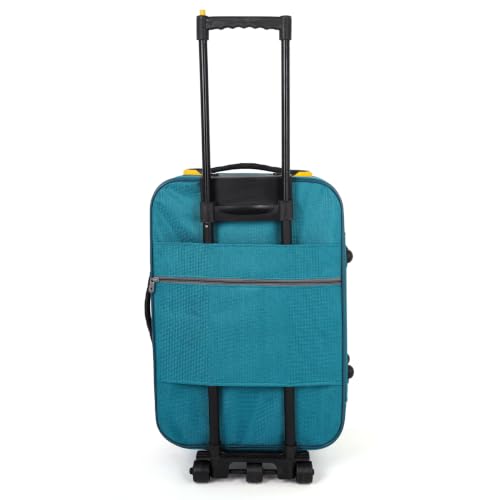 Image of Trolley Bag 20 Inch Cabin Size | Soft Shell Travel Suitcase with Reinforced Stitching Lightweight Fabric Luggage for Flight Cabin | Turqoise