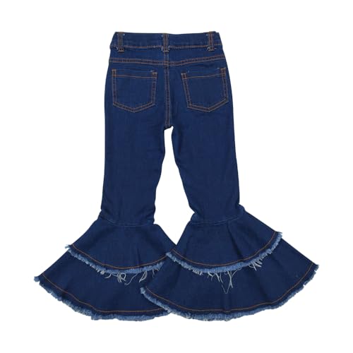 Todder Girl Jeans Blue Ripped Jeans Ruffle Kids Bell Bottom Pants2