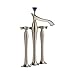 Brizo K65790X-63256BN Rsvp Bathroom Faucet Vessel Deck Mount with Cross Handles and Blue Crystal Finial, Brushed Nickel