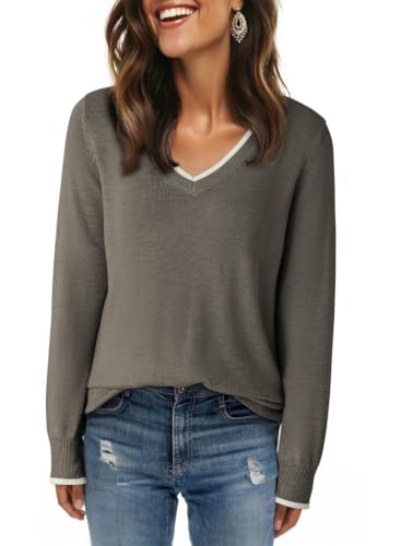 Image of Dokotoo Women's Wool Blend Crew Neck Casual Fall Sweaters Knit Tops | Lightweight,Long Sleeve,Fall Outftis,Dressy,Ribbed Hem,Business Casual Tops,Comfy Knit,Pullover,Basic Classic,Layer Clothes
