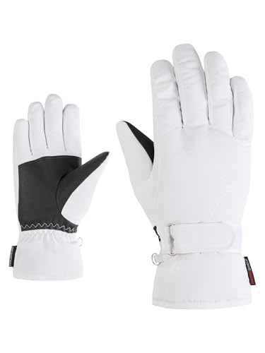 Gants de ski chauds Ziener KEVA-Z blancs pour sport d'hiver femme