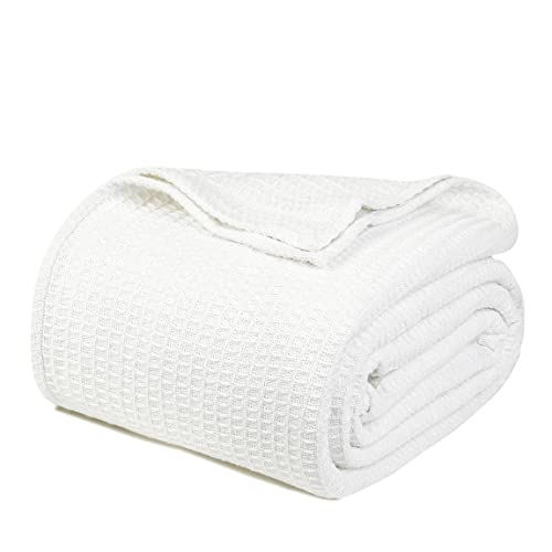 Tex Trend Luxury 100% Cotton Blanket - Soft Blankets King Size For Bed, Sofa & Couch - Breathable Blanket For Summer - All Season Cotton Thermal Blanket (White, King) #TOP1