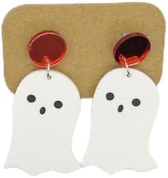 Halloween Earrings Set for Women Glitter Acrylic Cute Ghost Pumpkin Bats Dangle Stud Earrings Halloween Holiday Costumes Easter Party Jewelry Gifts-4 Pairs - Image 3