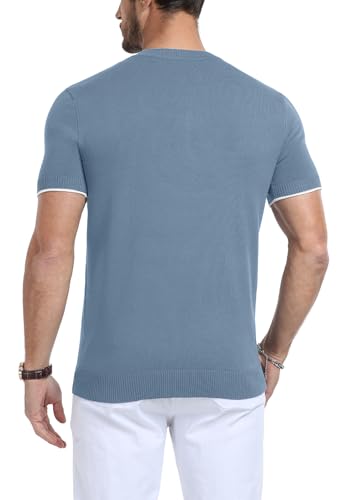 YTD Men's Short Sleeve Henley T-Shirts Casual Knit Shirt Summer Fashion Lightweight Henley Button Tee2