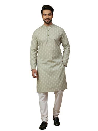 Image of Amazon Brand - Tavasya Men Floral Printed for Regular Fit Kurtas | Ethnic Wear | Festive | Cotton Blend | Knee Length