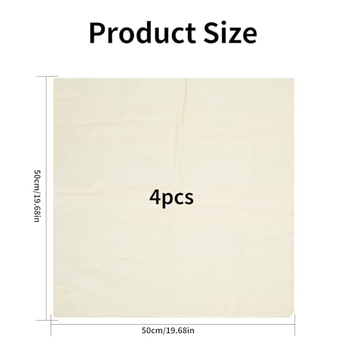 4 Pcs Cheese Cloths for Straining Muslin Cloths for Cooking Reusable Cheesecloth for Straining Unbleached Pure Cotton Square Cheese Clothes Fabric Filter for Cheese Baking Strainer Filter 50x50cm - Image 2