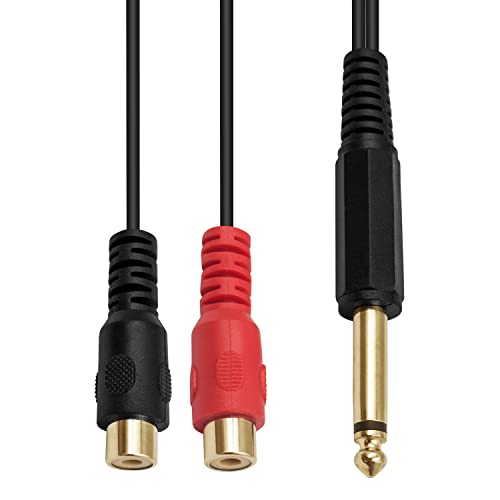 Maxhood RCA to 1/4 inch Adapter, 6.35mm Mono Audio Jack to 2RCA Splitter Cable - Image 3