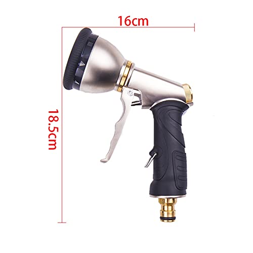 Pistola de agua de alta presión de metal Lavadora de autos Boquilla de limpieza Manguera de jardín Pistola de agua Aspersor Riego de huerta Pistola de agua de alta presión (Color : Light Grey)