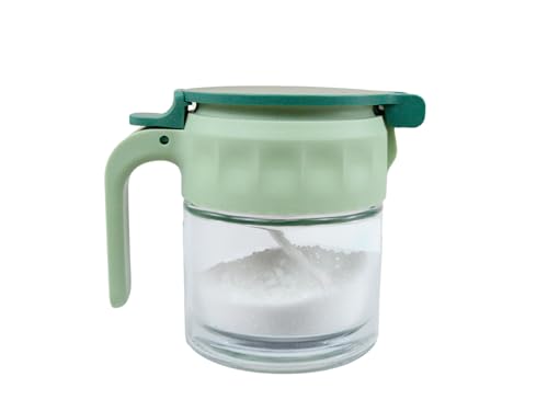 Fackelmann Tarro de Cristal con Tapa Hermética, Organizador Cocina Azucarero con Cuchara 2g, Bote Hermético para Café y Especias, Especiero con Mango Ergonómico, Recipiente Hermético 250 ml