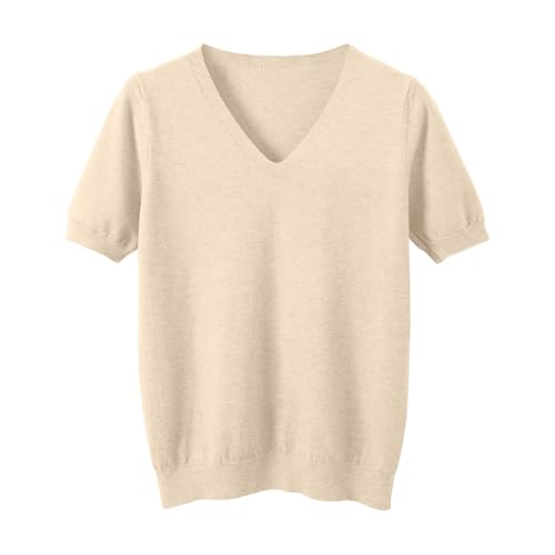 Sweaters for Women Short Sleeve Pullover V Neck Knit Clothing - image 3