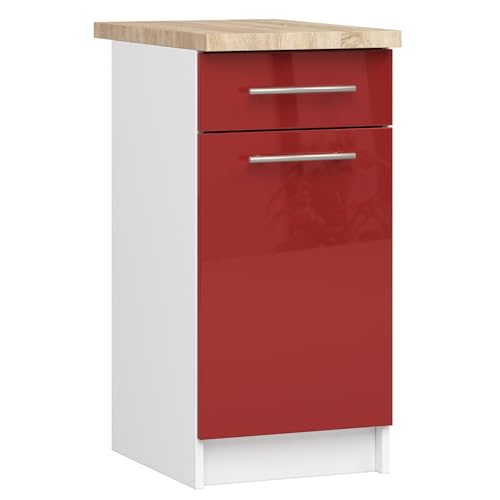 AKORD | Armoire de Cuisine avec Plan de Travail - Oliwia S40 | Meuble Bas avec Porte, Tiroir et 2 Étagères | Armoire de Cuisine Basse de 40 cm de Large |...