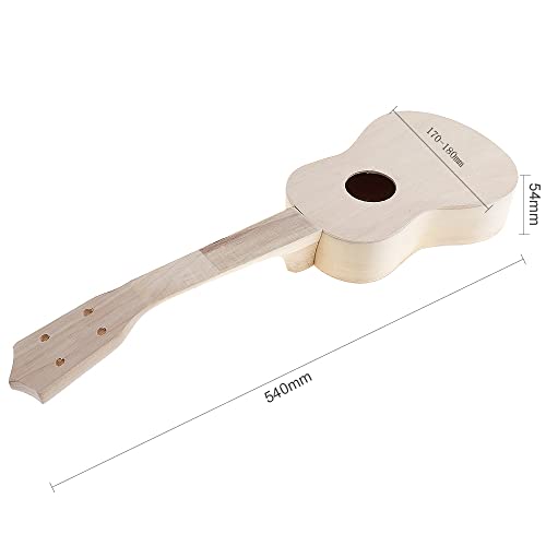 Image of DIY Ukulele Kit, Soprano, Natural, 4-String, Basswood Top & Back, Painted Finish, Perfect for Kids, Family & Friends