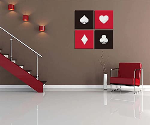 Poker Wall Art Poker Symbols Pictures Posters Wall Decor For Game Room Office, Playing Cards Canvas Decor For Living Room Bedroom Bathroom Home Decorations Framed Ready To Hang(12''W X 12''H X4) #TOP3