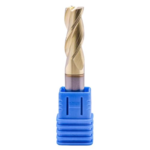 Image of 3 /8 inch 3 Flute Solid Carbide 0.02 inch Corner Radius End Mill, ZrN Coated | 37 Helix, 3 /8 inch Cutting Dia, 3 /8 inch Shank Dia, 1 inch LOC, 2-1 /2 inch OAL, for Milling Aluminum and Copper