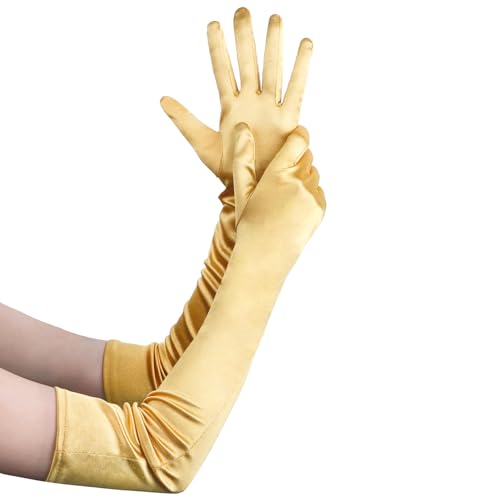 Long Satin Gloves for Women Stretchy Opera Gloves Elbow Length 20in 1920s Costume Party