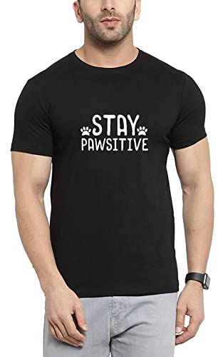 MyTeesUnisex Designer Printed T-Shirts |T-Shirts for Men| Stay Pawsitive Dog Animal Lover| Desi Funky Tshirt |Motivational Trending Quotes Instagram t-Shirt|Swag t Shirt