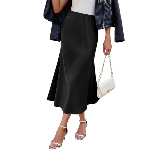 Womens Satin Skirts for Womens Silk Skirt Midi Skirt High Waisted Satin Dress Elegant Work Skirts