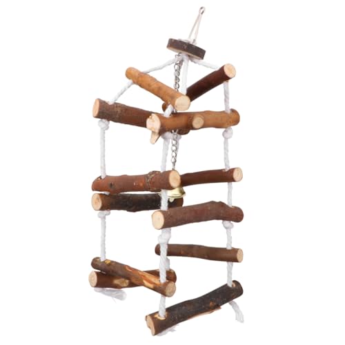 ERINGOGO Wooden Parrot Swing with Three Layers Durable Cotton Rope Pendant for Bird Cages Playground for Budgies Macaws and Birds Enhances Playtime and Exploration
